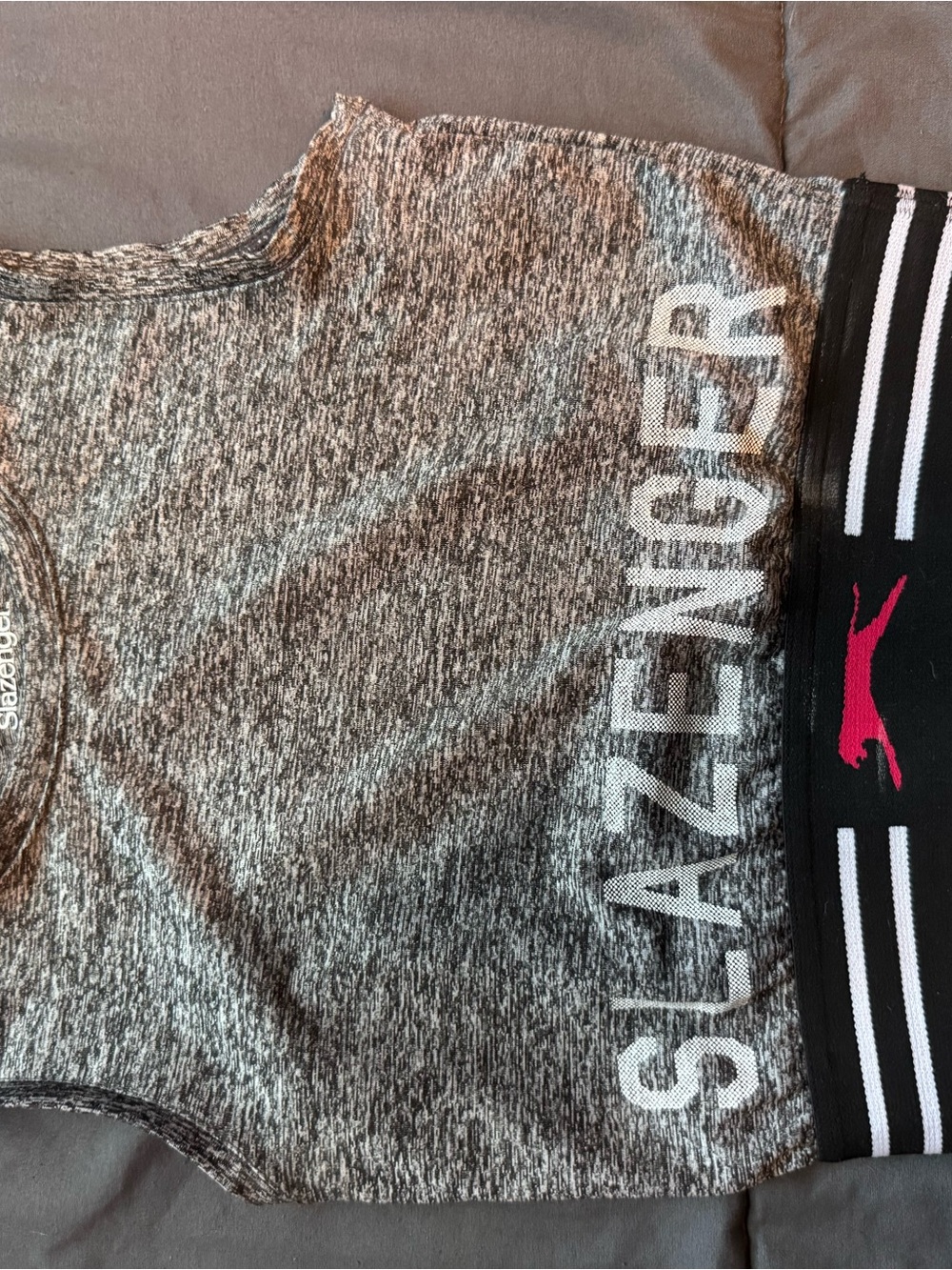 Slazenger Grey Heather Girls' Athletic Crop Tank with Black Elastic Band